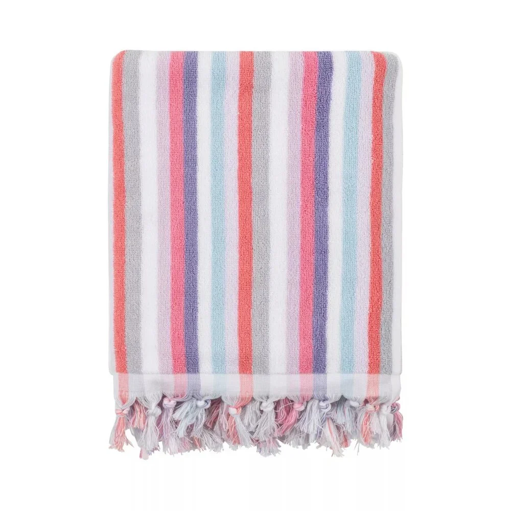 4 brand new Wild Sage Shae Multicolor Stripe 100% Cotton BATH Towels